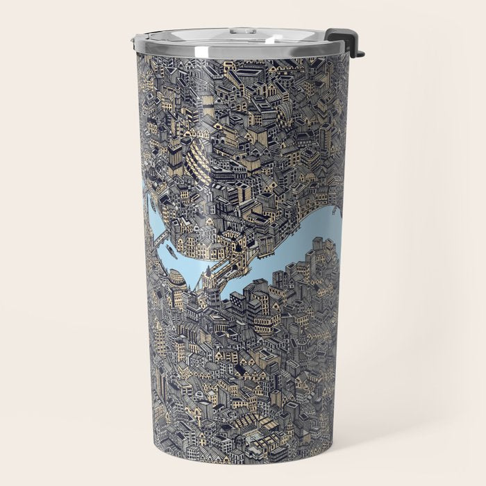 London color map city drawing illustration Thames Travel Mug Gallery Image 2
