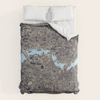 London color map city drawing illustration Thames Comforter Gallery Image 6