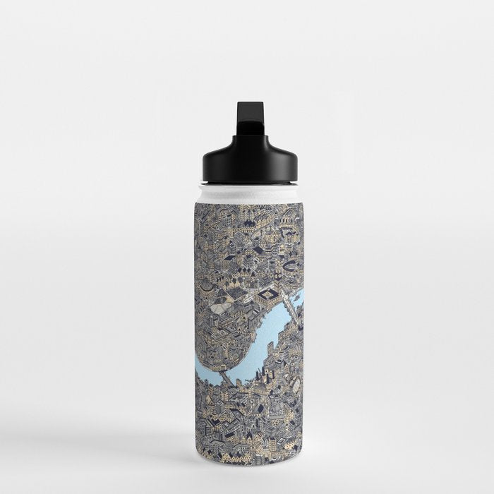 London color map city drawing illustration Thames Water Bottle Gallery Image 3