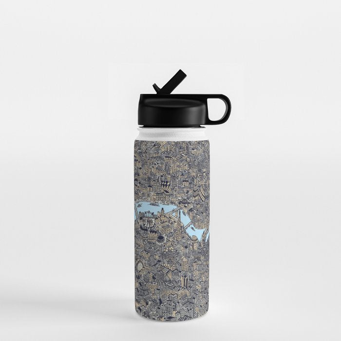 London color map city drawing illustration Thames Water Bottle Gallery Image 1