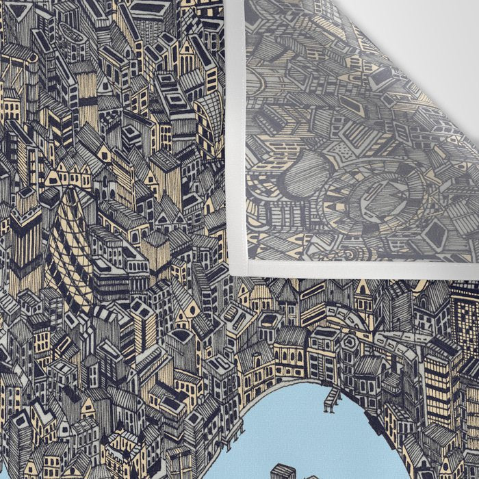 London color map city drawing illustration Thames Wall Tapestry Gallery Image 3