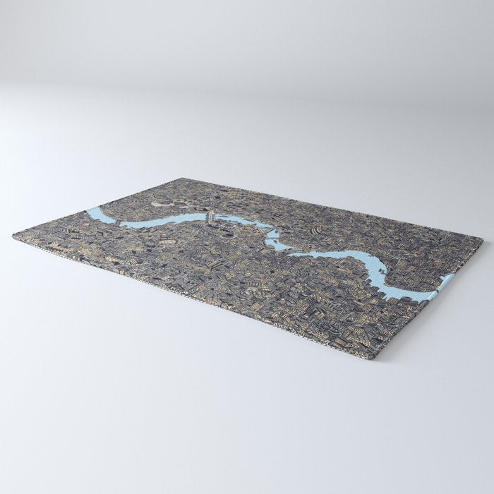 London color map city drawing illustration Thames Rug Gallery Image 3