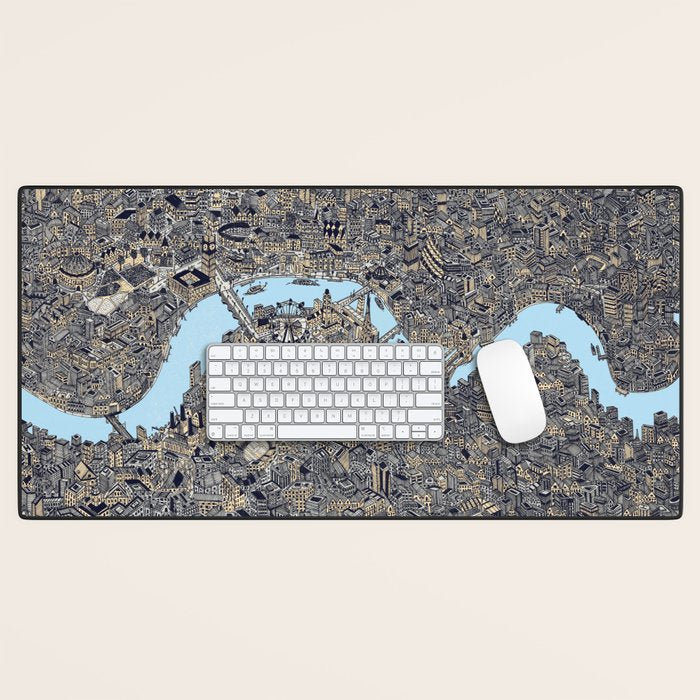 London color map city drawing illustration Thames Desk Mat Gallery Image 1