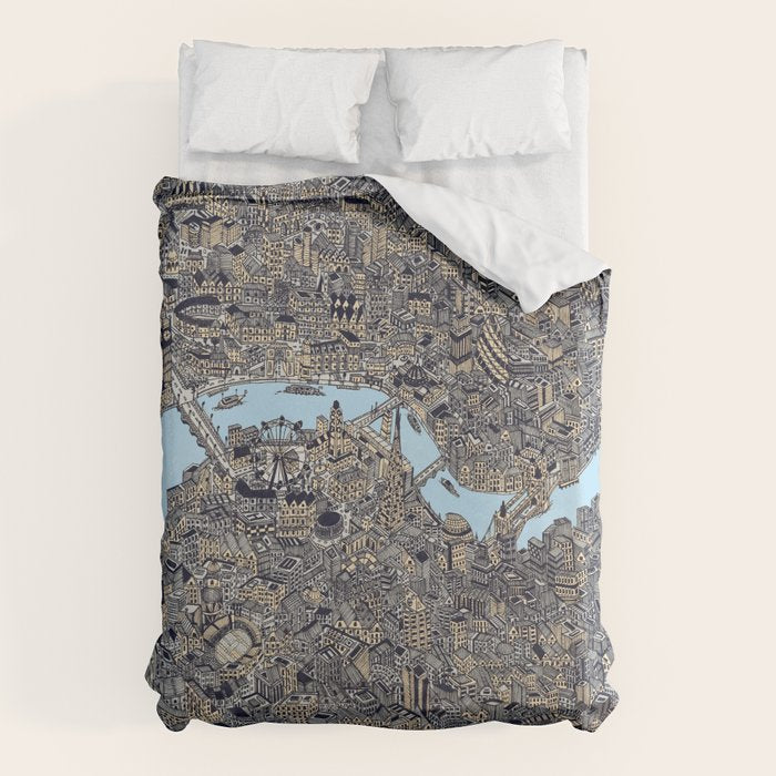 London color map city drawing illustration Thames Duvet Cover Gallery Image 6