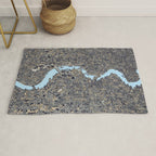 London color map city drawing illustration Thames Rug Gallery Image 1