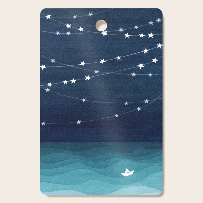 Garlands of stars, watercolor teal ocean Cutting Board Gallery Image 1