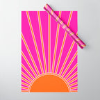 Sun Print Sunrise Hot Pink And Orange Sunshine Retro Sun Wall Art Vintage Boho Abstract Modern Decor Wrapping Paper Gallery Image 1