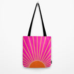 Sun Print Sunrise Hot Pink And Orange Sunshine Retro Sun Wall Art Vintage Boho Abstract Modern Decor Tote Bag Gallery Image 2