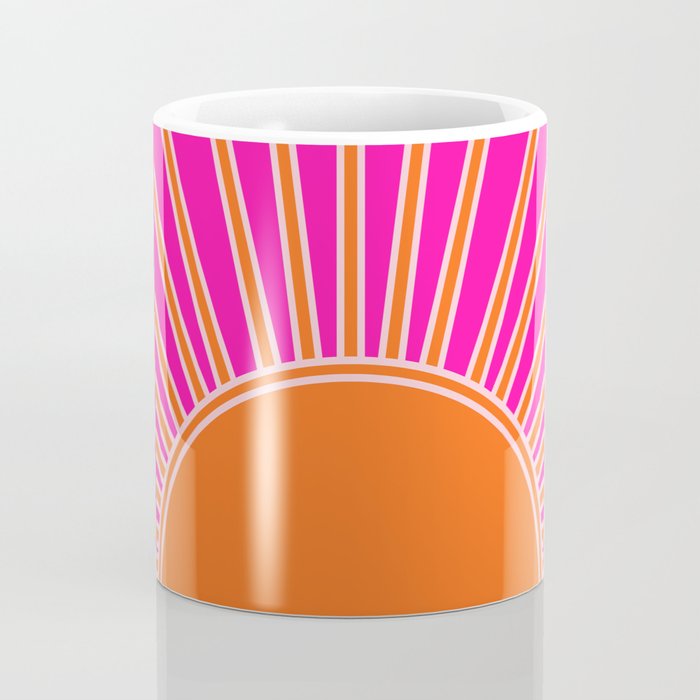 Sun Print Sunrise Hot Pink And Orange Sunshine Retro Sun Wall Art Vintage Boho Abstract Modern Decor Coffee Mug Gallery Image 4