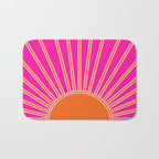 Sun Print Sunrise Hot Pink And Orange Sunshine Retro Sun Wall Art Vintage Boho Abstract Modern Decor Bath Mat Gallery Image 1