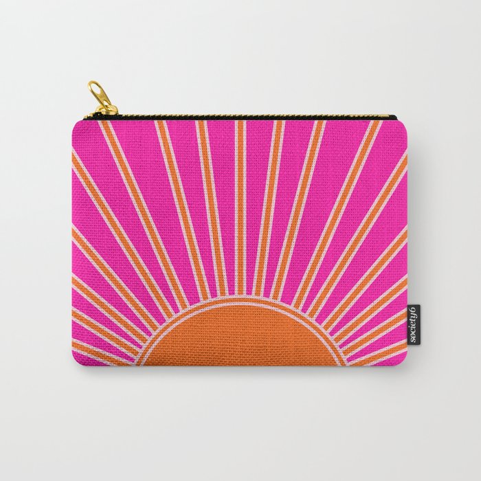 Sun Print Sunrise Hot Pink And Orange Sunshine Retro Sun Wall Art Vintage Boho Abstract Modern Decor Carry All Pouch Gallery Image 1