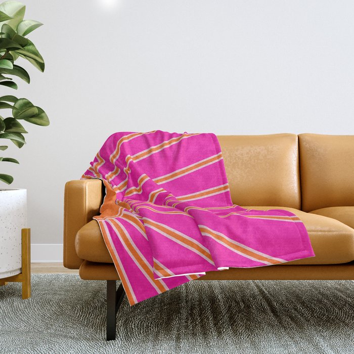 Sun Print Sunrise Hot Pink And Orange Sunshine Retro Sun Wall Art Vintage Boho Abstract Modern Decor Throw Blanket Gallery Image 1