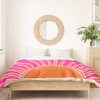 Sun Print Sunrise Hot Pink And Orange Sunshine Retro Sun Wall Art Vintage Boho Abstract Modern Decor Duvet Cover Gallery Image 3