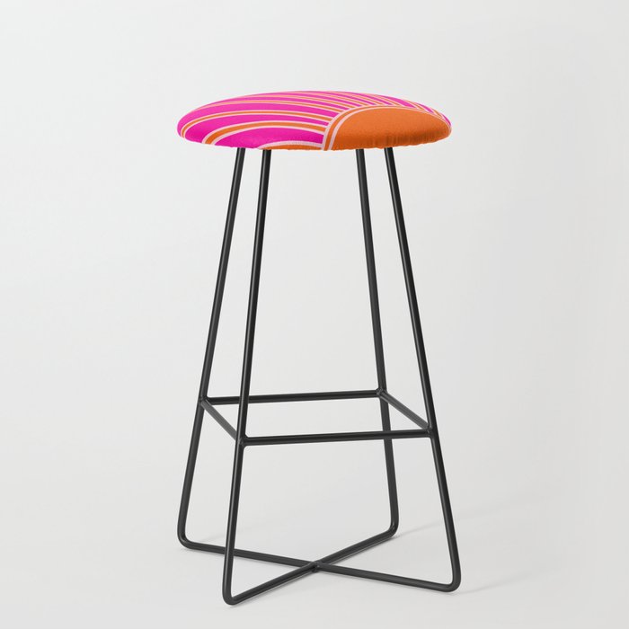 Sun Print Sunrise Hot Pink And Orange Sunshine Retro Sun Wall Art Vintage Boho Abstract Modern Decor Stool Gallery Image 1