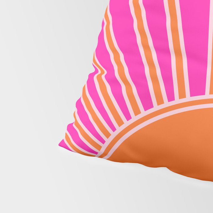 Sun Print Sunrise Hot Pink And Orange Sunshine Retro Sun Wall Art Vintage Boho Abstract Modern Decor Pillow Sham Gallery Image 4