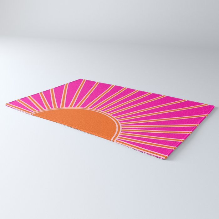 Sun Print Sunrise Hot Pink And Orange Sunshine Retro Sun Wall Art Vintage Boho Abstract Modern Decor Rug Gallery Image 3