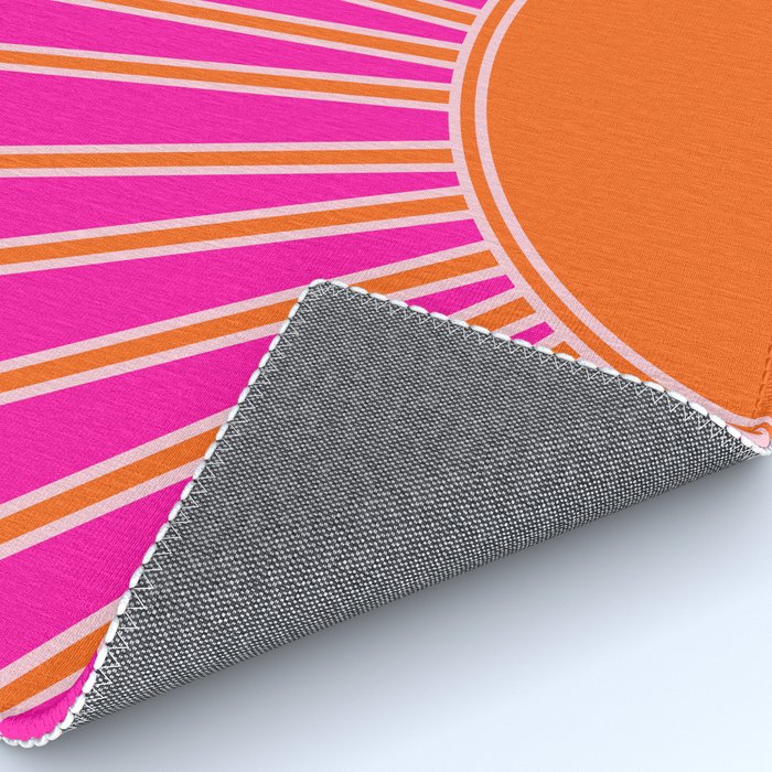 Sun Print Sunrise Hot Pink And Orange Sunshine Retro Sun Wall Art Vintage Boho Abstract Modern Decor Rug Gallery Image 4