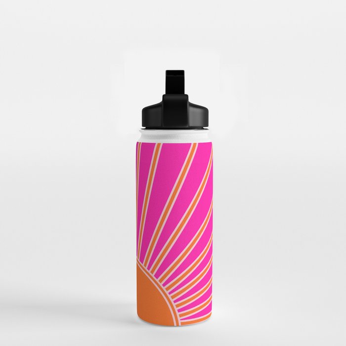 Sun Print Sunrise Hot Pink And Orange Sunshine Retro Sun Wall Art Vintage Boho Abstract Modern Decor Water Bottle Gallery Image 2
