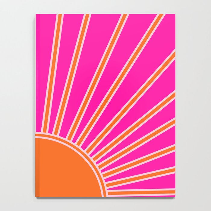 Sun Print Sunrise Hot Pink And Orange Sunshine Retro Sun Wall Art Vintage Boho Abstract Modern Decor Notebook Gallery Image 4