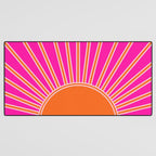 Sun Print Sunrise Hot Pink And Orange Sunshine Retro Sun Wall Art Vintage Boho Abstract Modern Decor Desk Mat Gallery Image 3