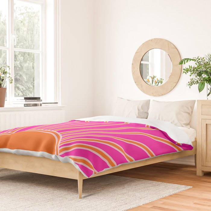 Sun Print Sunrise Hot Pink And Orange Sunshine Retro Sun Wall Art Vintage Boho Abstract Modern Decor Duvet Cover Gallery Image 2