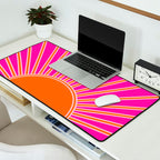 Sun Print Sunrise Hot Pink And Orange Sunshine Retro Sun Wall Art Vintage Boho Abstract Modern Decor Desk Mat Gallery Image 2