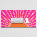 Sun Print Sunrise Hot Pink And Orange Sunshine Retro Sun Wall Art Vintage Boho Abstract Modern Decor Desk Mat Gallery Image 1