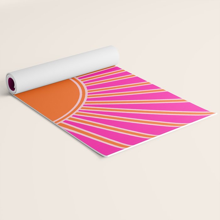 Sun Print Sunrise Hot Pink And Orange Sunshine Retro Sun Wall Art Vintage Boho Abstract Modern Decor Yoga Mat Gallery Image 2