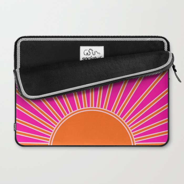 Sun Print Sunrise Hot Pink And Orange Sunshine Retro Sun Wall Art Vintage Boho Abstract Modern Decor Laptop Sleeve Gallery Image 2