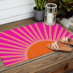 Sun Print Sunrise Hot Pink And Orange Sunshine Retro Sun Wall Art Vintage Boho Abstract Modern Decor Outdoor Rug Gallery Image 2