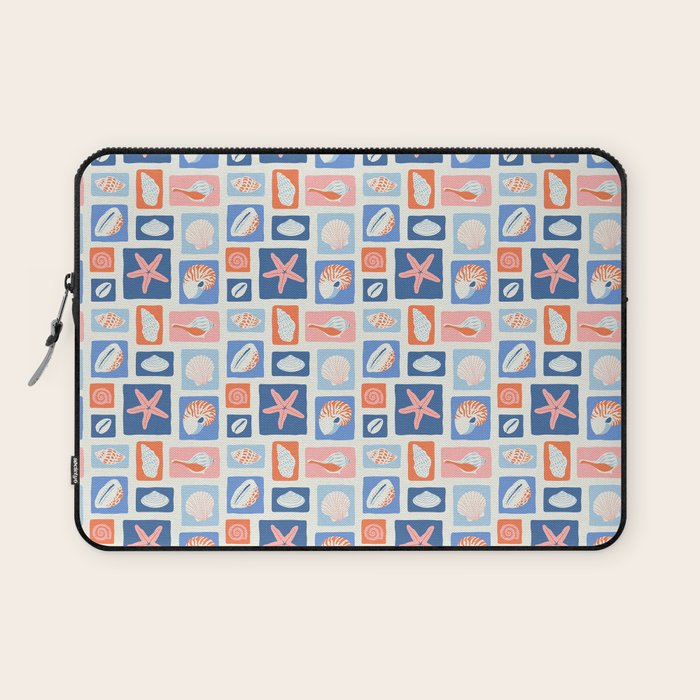 Vintage marine seashell mosaic art pattern Laptop Sleeve Gallery Image 1