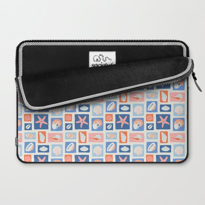 Vintage marine seashell mosaic art pattern Laptop Sleeve Gallery Image 2