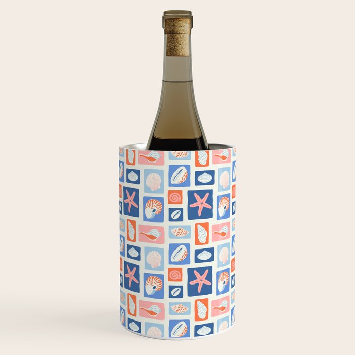 Vintage marine seashell mosaic art pattern Wine Chiller Gallery Image 3