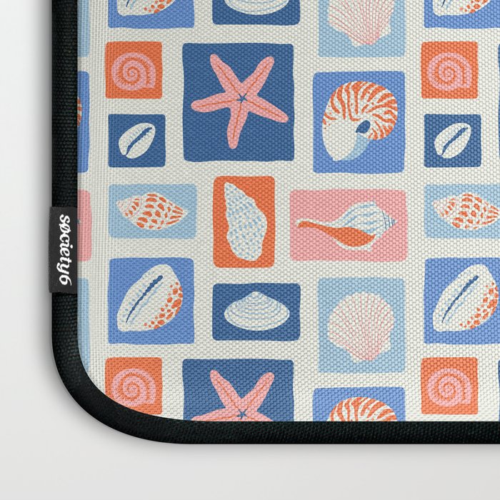Vintage marine seashell mosaic art pattern Laptop Sleeve Gallery Image 3