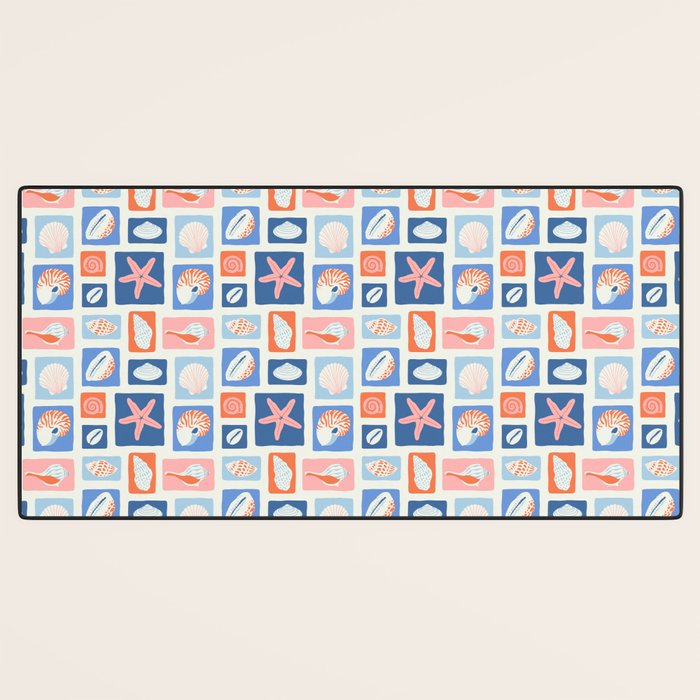 Vintage marine seashell mosaic art pattern Desk Mat Gallery Image 3