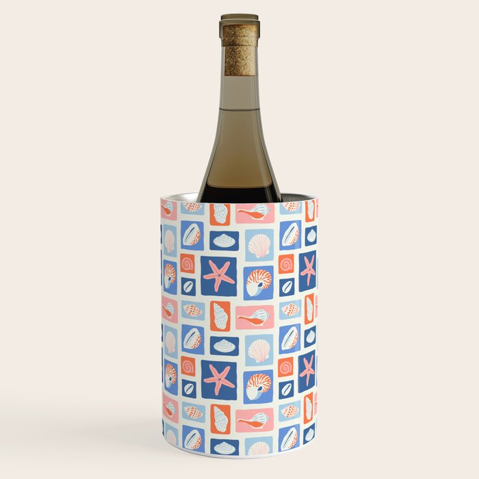 Vintage marine seashell mosaic art pattern Wine Chiller Gallery Image 2