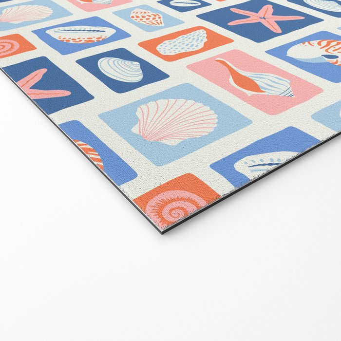 Vintage marine seashell mosaic art pattern Welcome Mat Gallery Image 2