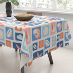 Vintage marine seashell mosaic art pattern Tablecloth Gallery Image 3