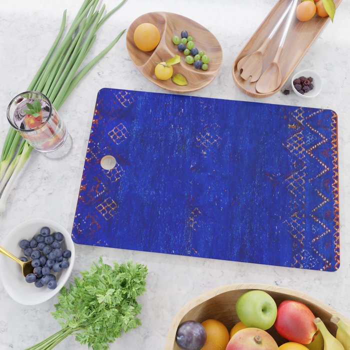 -A5- Royal Calm Blue Bohemian Moroccan Artwork. Cutting Board Gallery Image 2