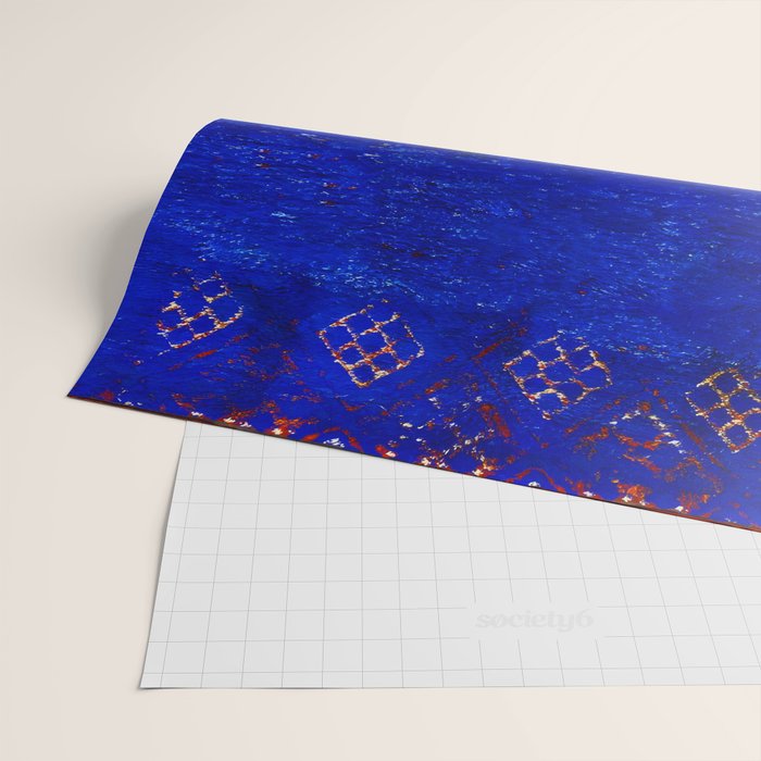-A5- Royal Calm Blue Bohemian Moroccan Artwork. Wrapping Paper Gallery Image 2