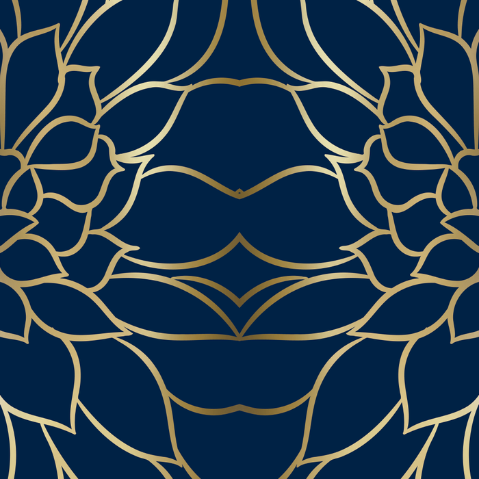 Floral Prints, Line Art, Navy Blue and Gold Coffee Mug Gallery Image 2