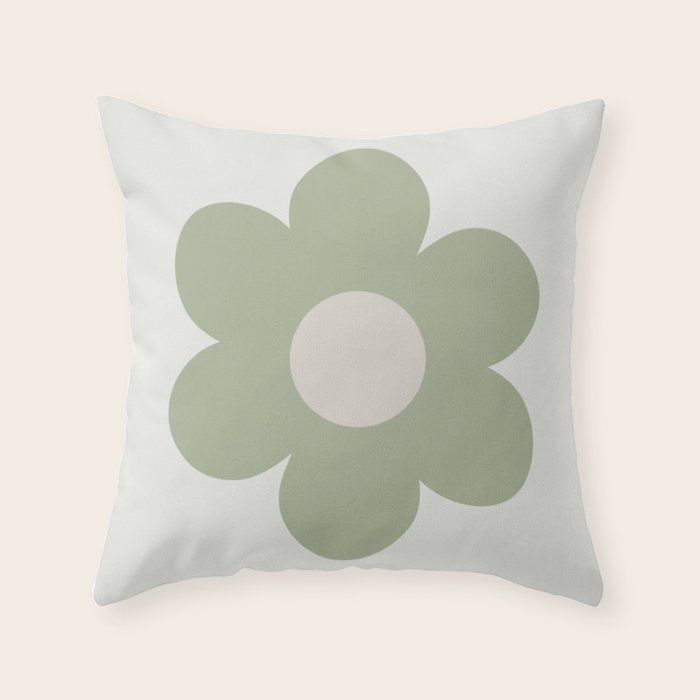 Sage Flower Single Throw Pillow Gallery Image 1