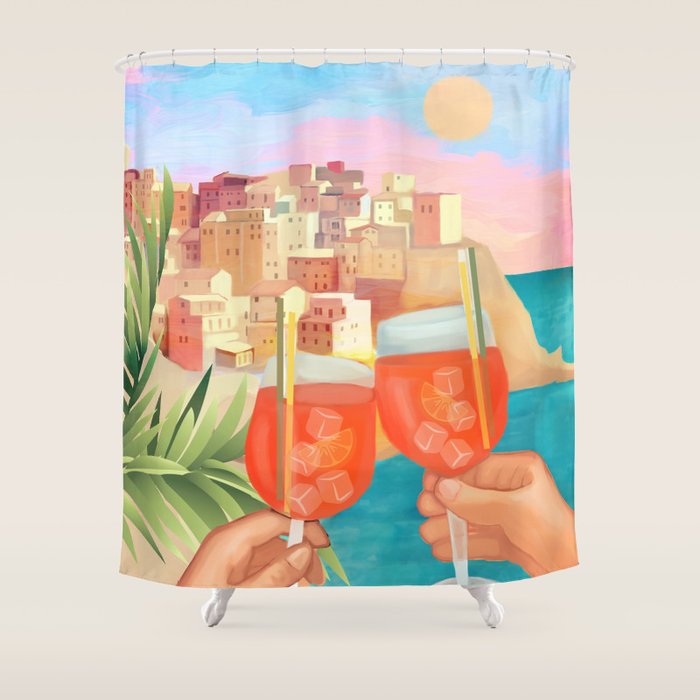 Aperol Sunset Shower Curtain Gallery Image 1
