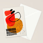 Mid Century Modern Abstract Colorful Art Yellow Ball Orange Shapes Orbit Black Pattern Stationery Card Gallery Image 2