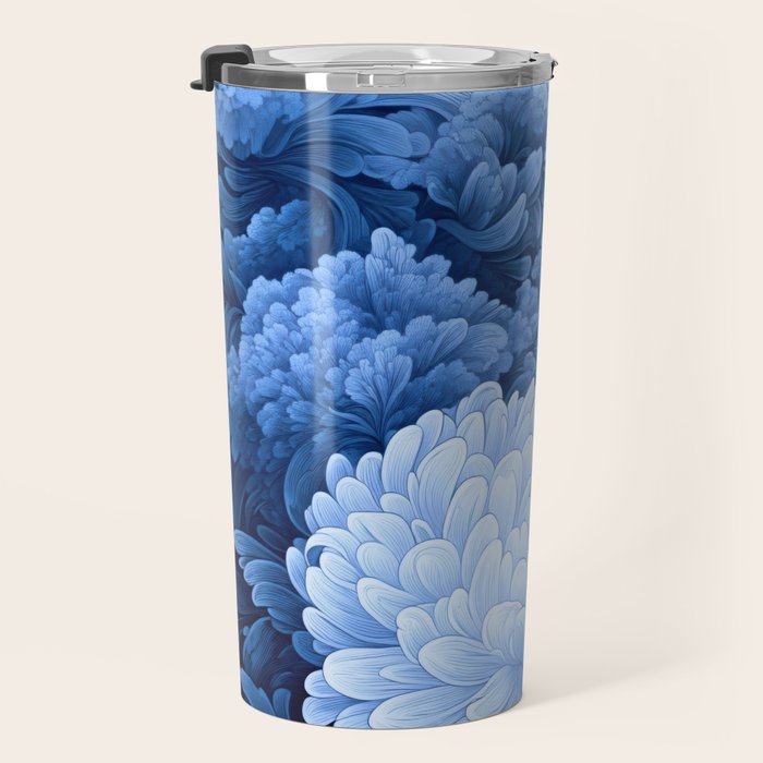 Floral Art Navy Blue Botanical Wall Art Maximalist Poster Dopamine Decor Flower Pattern Gift for Her Travel Mug Gallery Image 3