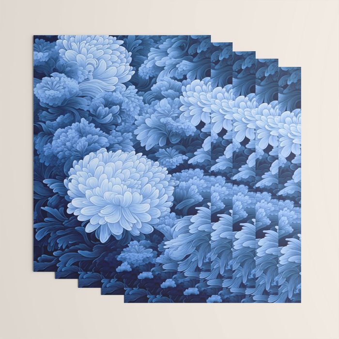 Floral Art Navy Blue Botanical Wall Art Maximalist Poster Dopamine Decor Flower Pattern Gift for Her Wrapping Paper Gallery Image 3