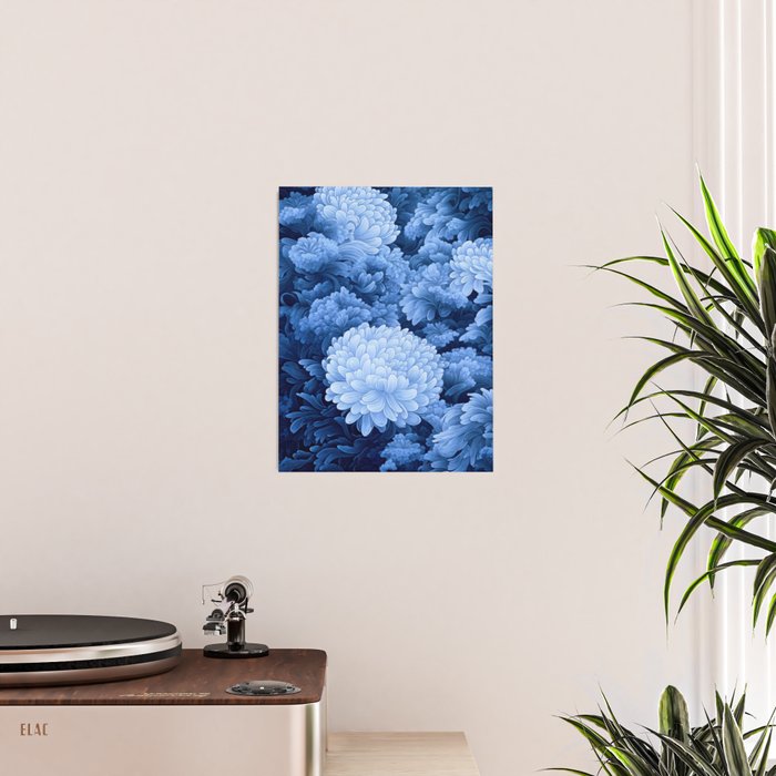 Floral Art Navy Blue Botanical Wall Art Maximalist Poster Dopamine Decor Flower Pattern Gift for Her Poster Gallery Image 2