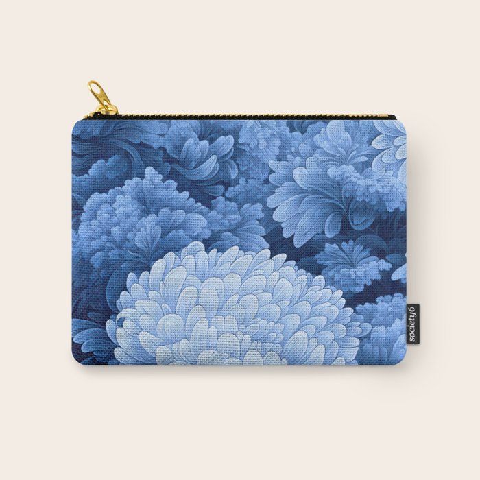 Floral Art Navy Blue Botanical Wall Art Maximalist Poster Dopamine Decor Flower Pattern Gift for Her Carry All Pouch Gallery Image 1