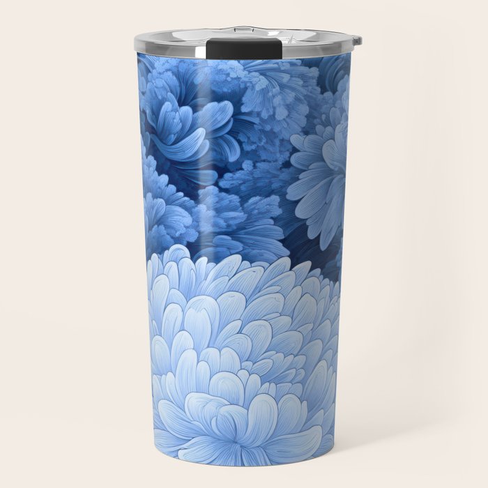 Floral Art Navy Blue Botanical Wall Art Maximalist Poster Dopamine Decor Flower Pattern Gift for Her Travel Mug Gallery Image 1
