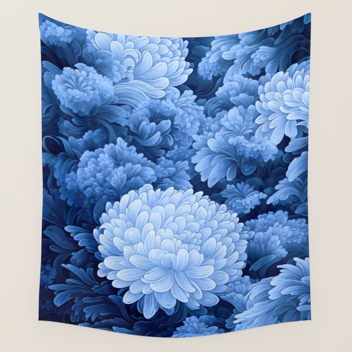 Floral Art Navy Blue Botanical Wall Art Maximalist Poster Dopamine Decor Flower Pattern Gift for Her Wall Tapestry Gallery Image 4